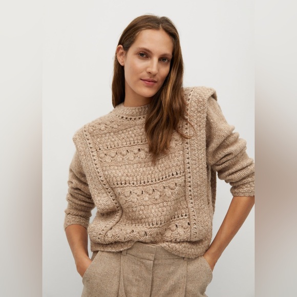 Mango Wool- blend Knit Sweater in Oatmeal Color - Picture 2 of 15